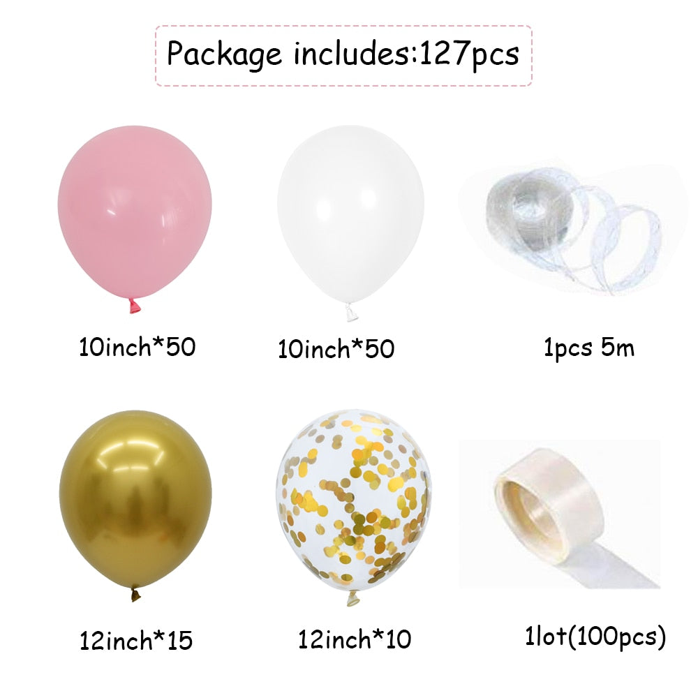 Pink, White & Gold Balloon Garland Kit
