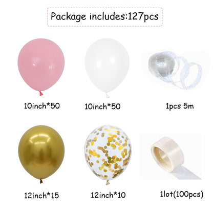Pink, White & Gold Balloon Garland Kit