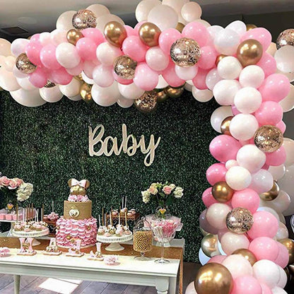 Pink, White & Gold Balloon Garland Kit