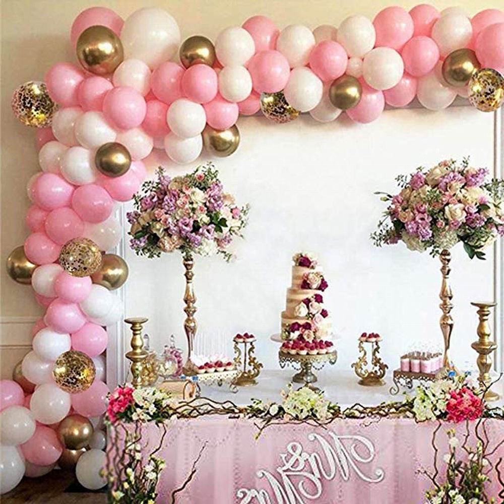 Pink, White & Gold Balloon Garland Kit