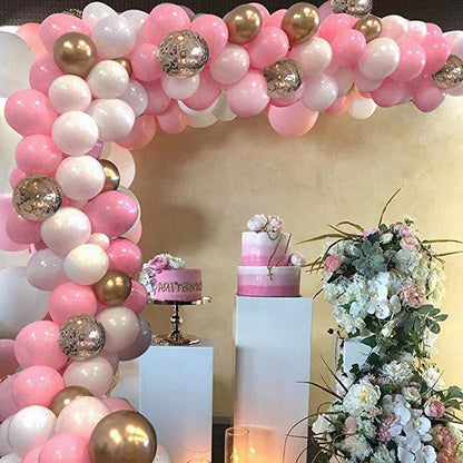 Pink, White & Gold Balloon Garland Kit