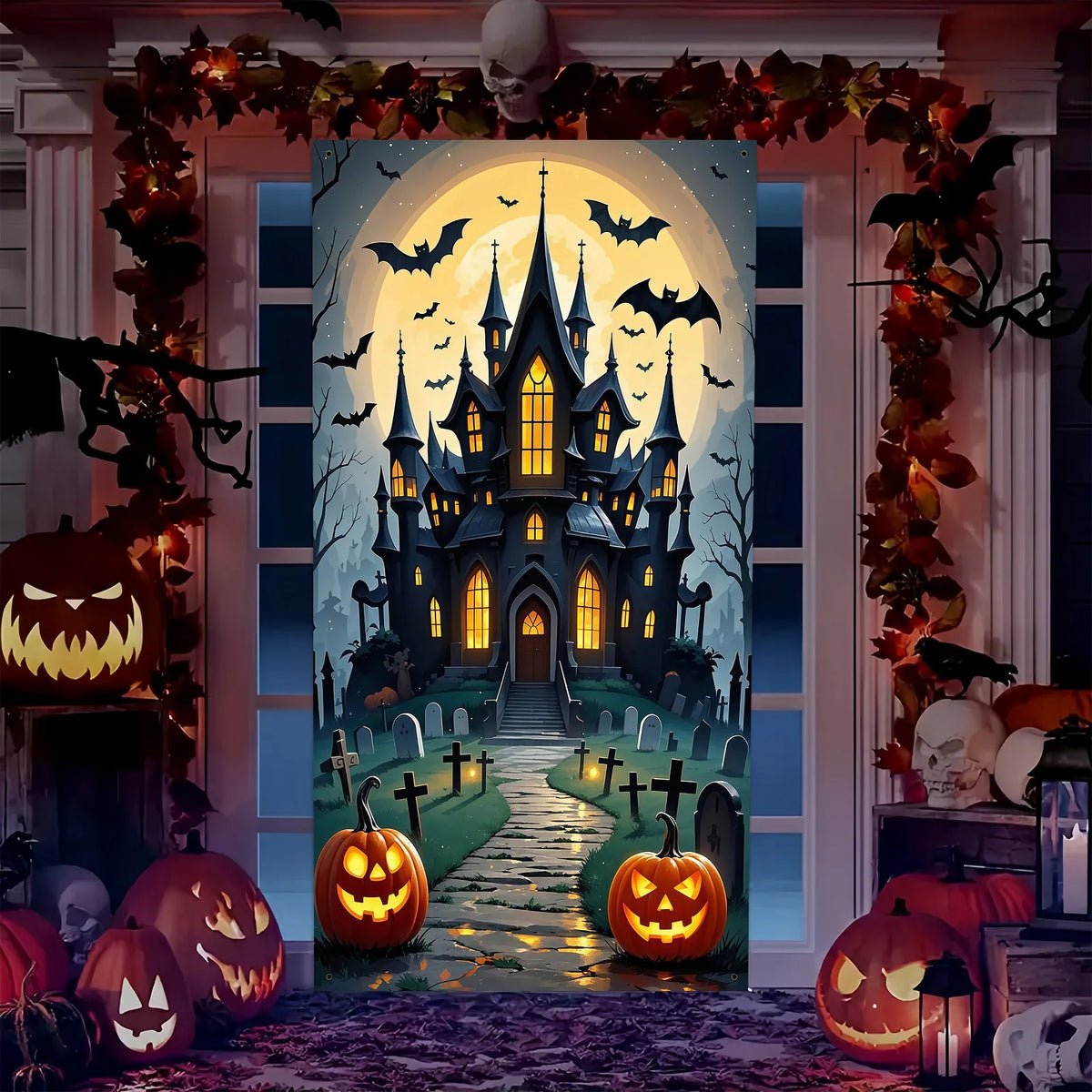 Halloween Haunted House Door Decoration 🎃